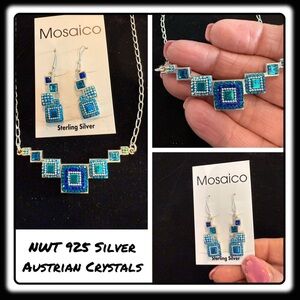 NWT Gorgeous Austrian Crystal / 925 Silver necklace & earrings from Mosaico